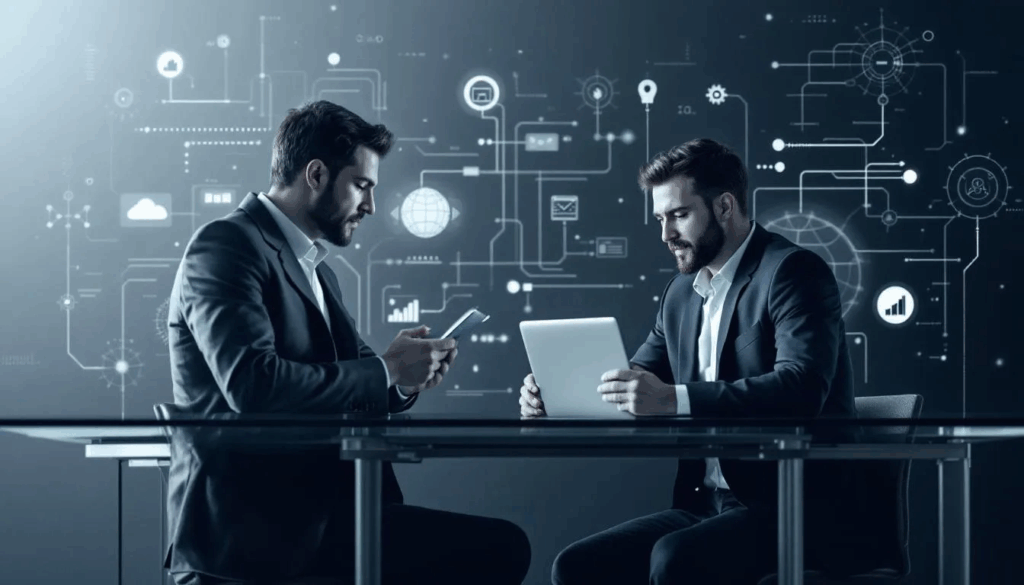 IT consultants collaborating on enterprise infrastructure project