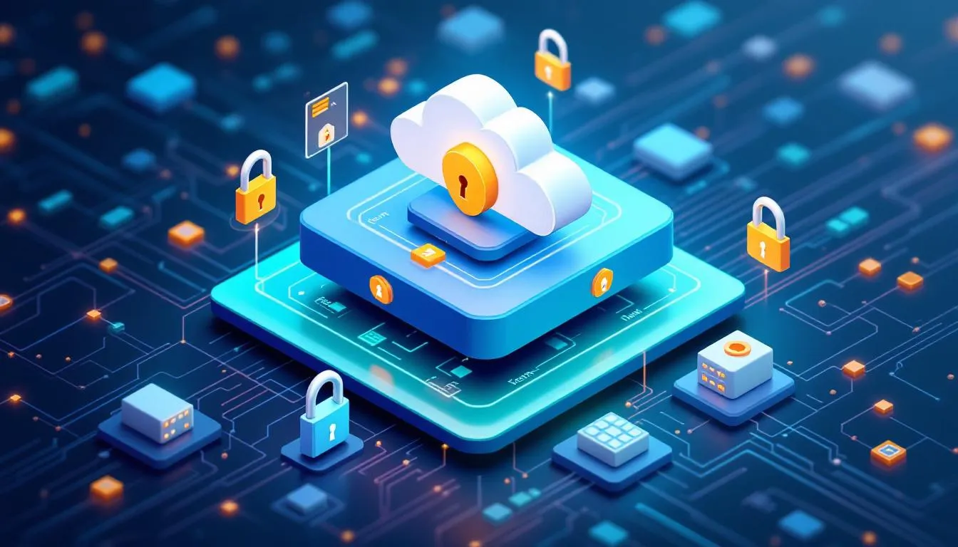 The image depicts a layered cloud security architecture, showcasing various components such as encryption and access controls integrated within a cloud computing environment. It emphasizes multiple virtual servers and cloud servers, highlighting the importance of secure data storage and management in a scalable cloud infrastructure. The image depicts a layered cloud security architecture, showcasing various components such as encryption and access controls integrated within a cloud computing environment. It emphasizes multiple virtual servers and cloud servers, highlighting the importance of secure data storage and management in a scalable cloud infrastructure.