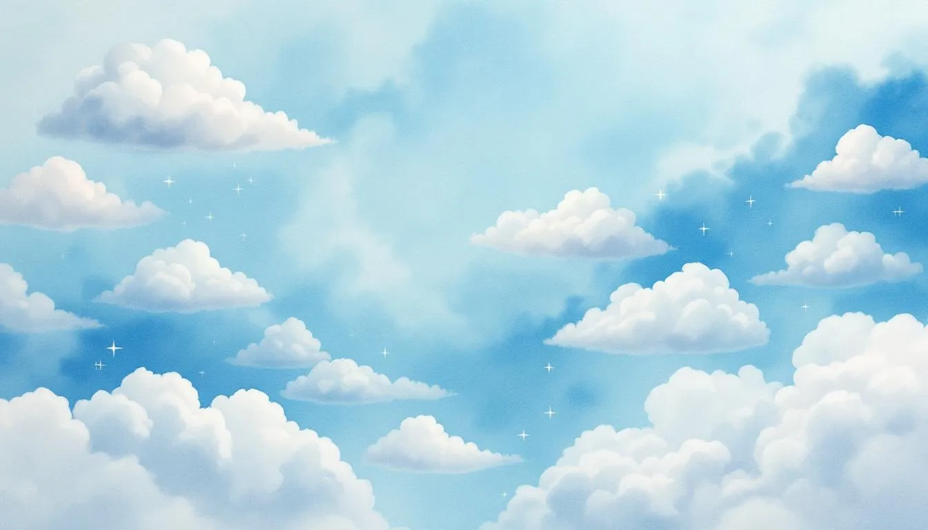 A visual representation of cloud computing concepts with various cloud icons in a blue sky. A visual representation of cloud computing concepts with various cloud icons in a blue sky.
