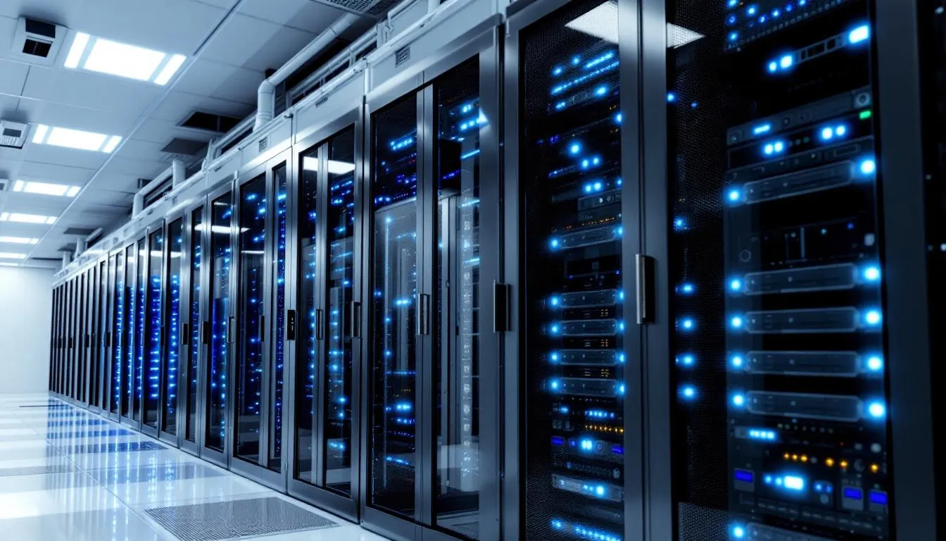 The image depicts a modern data center filled with rows of servers and networking equipment, showcasing a robust cloud infrastructure designed for efficient data management. This environment emphasizes minimal downtime and continuous improvements, providing organizations with scalable solutions for their technology needs. The image depicts a modern data center filled with rows of servers and networking equipment, showcasing a robust cloud infrastructure designed for efficient data management. This environment emphasizes minimal downtime and continuous improvements, providing organizations with scalable solutions for their technology needs.