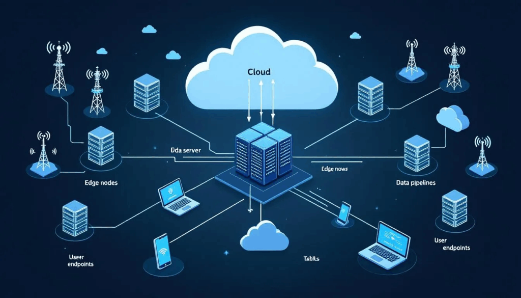 Diagram of cloud application architecture and data flow