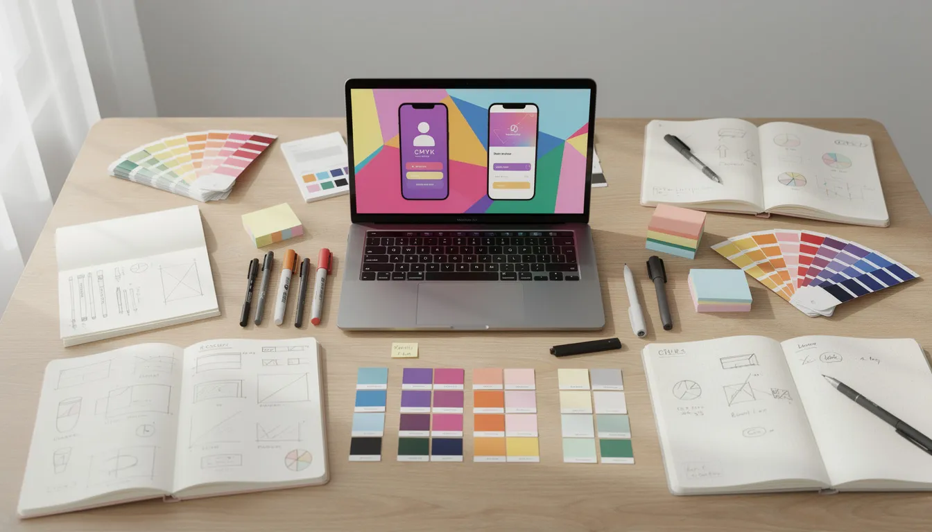 The image depicts a vibrant creative workspace featuring color swatches, notebooks, and a laptop displaying graphics, ideal for nonprofit professionals looking to enhance their fundraising efforts and program evaluation strategies. This organized setup symbolizes the resources and tools available for effective nonprofit management and leadership development within local communities. The image depicts a vibrant creative workspace featuring color swatches, notebooks, and a laptop displaying graphics, ideal for nonprofit professionals looking to enhance their fundraising efforts and program evaluation strategies. This organized setup symbolizes the resources and tools available for effective nonprofit management and leadership development within local communities.
