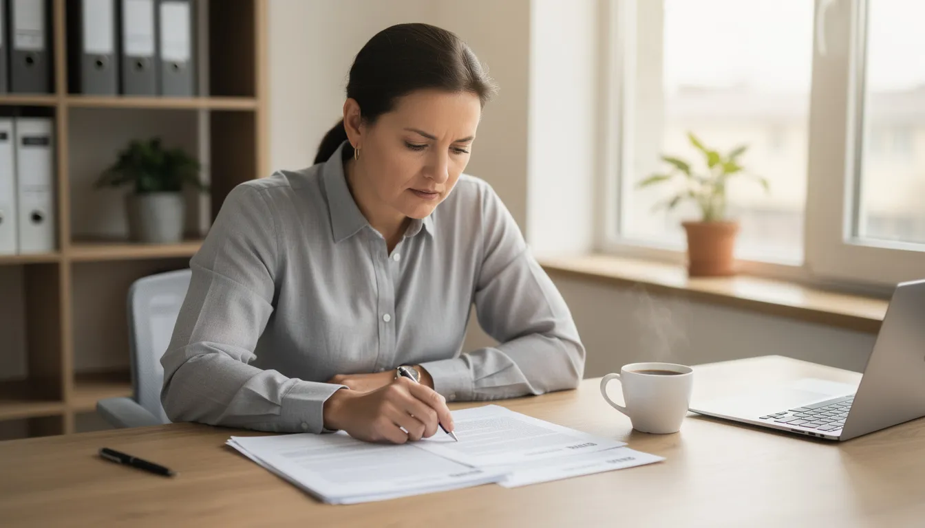 A thoughtful nonprofit executive sits at a desk, reviewing documents with a cup of coffee beside them, reflecting on strategic initiatives that could enhance their organization. The image captures the essence of management consulting within the nonprofit sector, emphasizing critical thinking and decision-making skills essential for effective leadership.