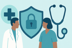 Healthcare IT services and HIPAA compliance illustration