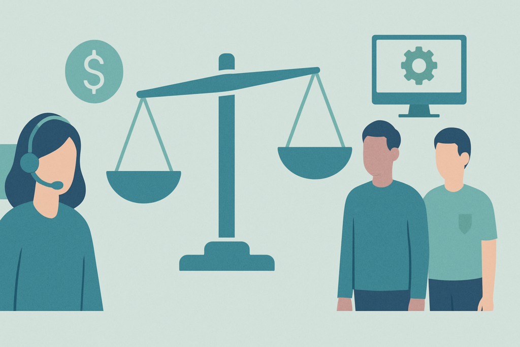 Nonprofit IT consulting vs in-house IT comparison illustration