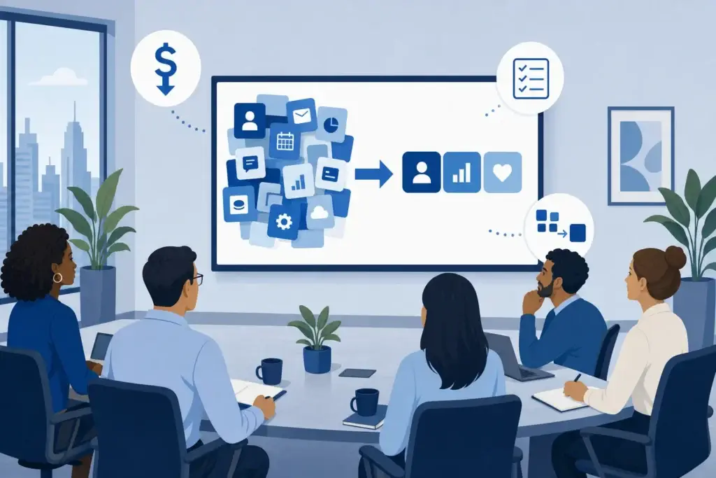 Nonprofit team consolidating many overlapping software tools into a simpler tech stack Nonprofit team consolidating many overlapping software tools into a simpler tech stack